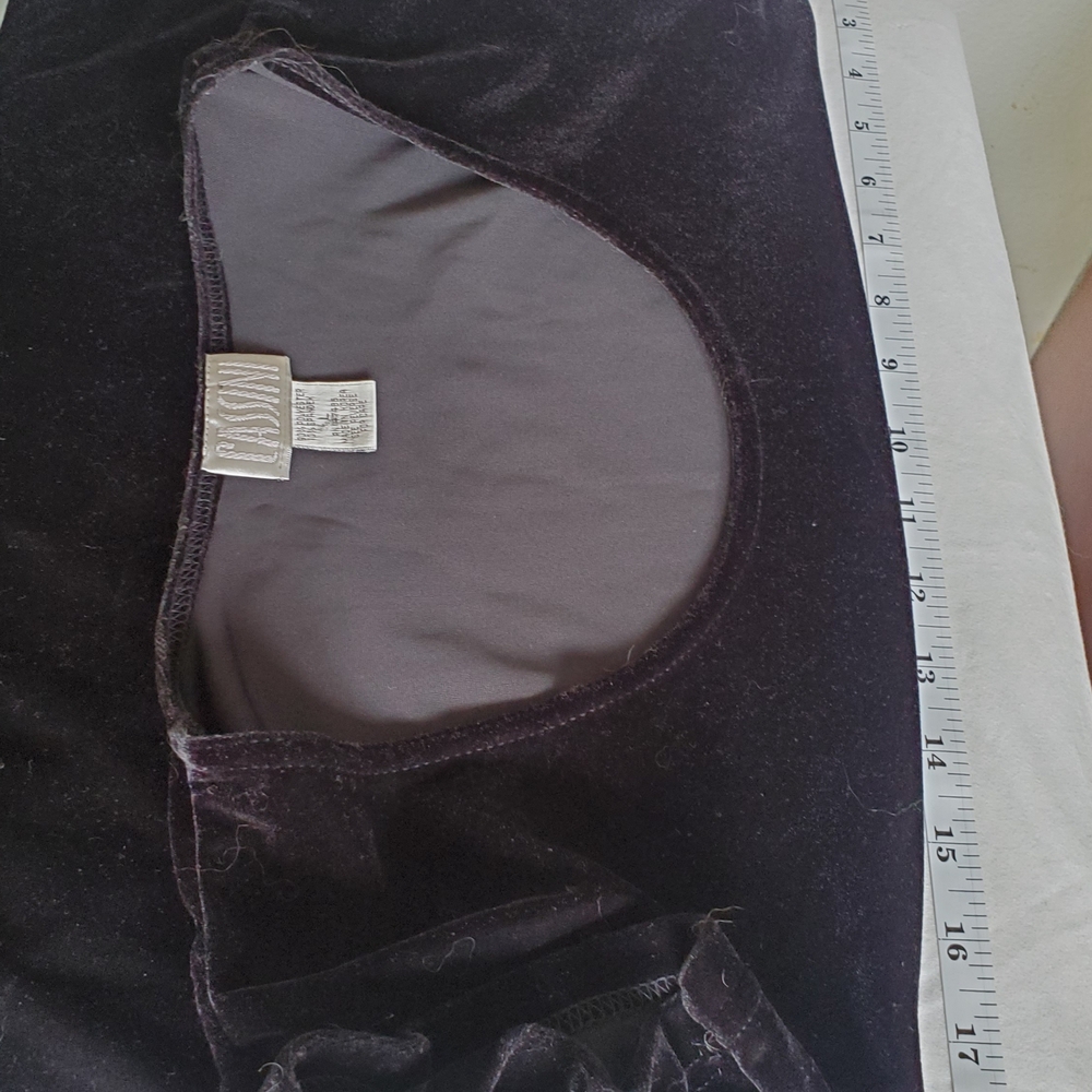 Cassini Black Velour‎ Maxi Dress L Short Slv Stretch Goth Witchy Whimsigoth Vamp - Picture 10 of 13